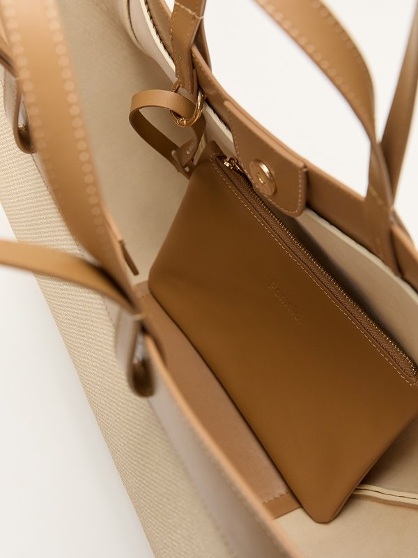 Pomelo Pomelo Shoulder Tote Bag - Beige/Oak Brown