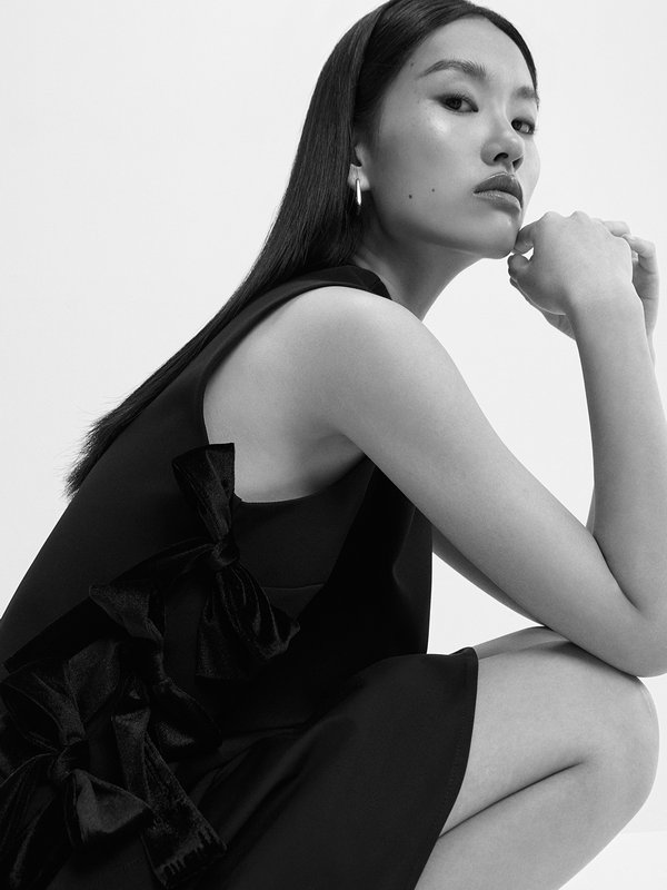 Pomelo Pomelo Side Bow Detail Top - Black