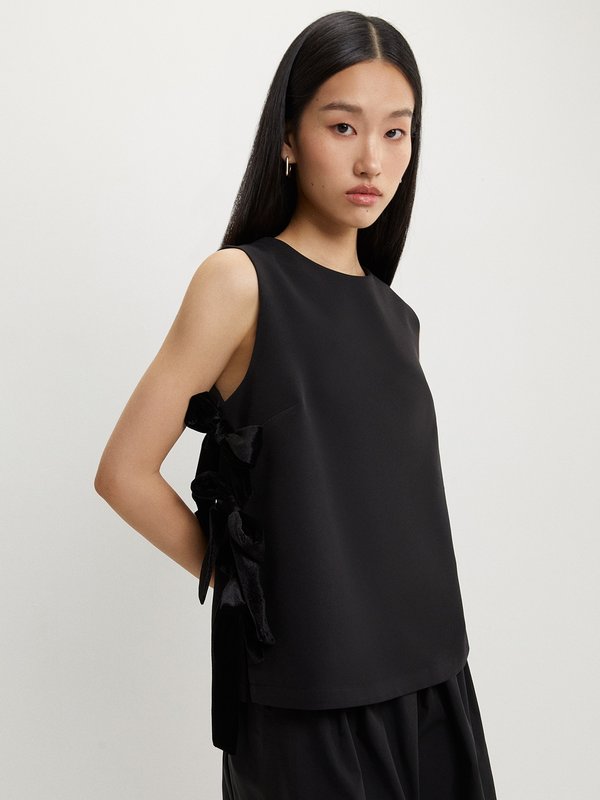 pomelo Pomelo Side Bow Detail Top - Black