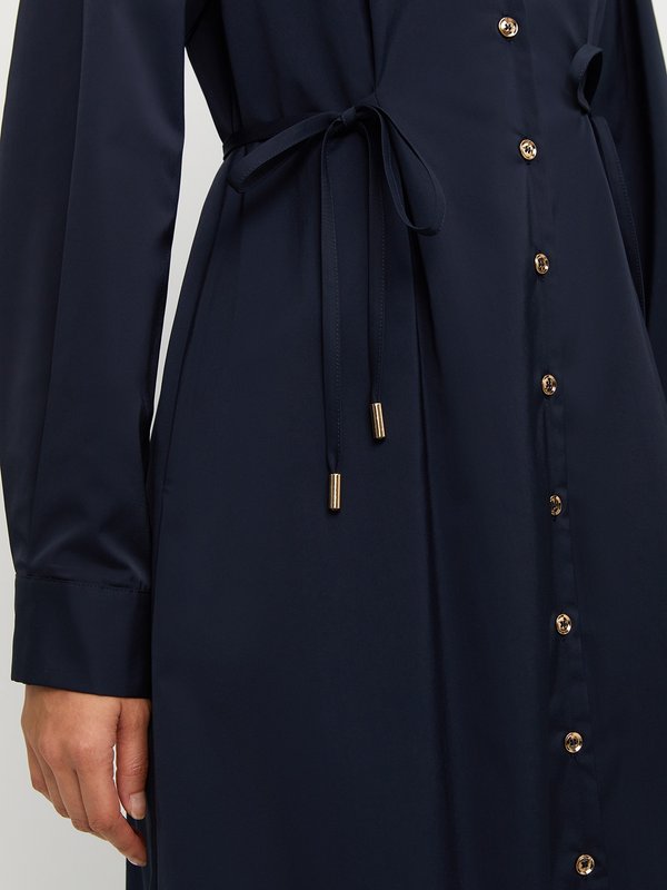 Pomelo Pomelo Side Bow Long Sleeve Dress - Navy