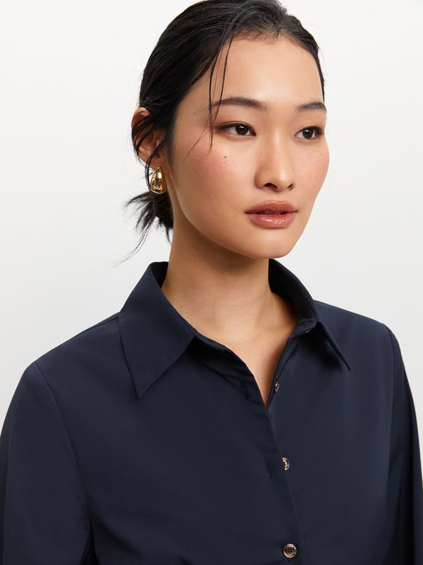 Pomelo Pomelo Side Bow Long Sleeve Dress - Navy