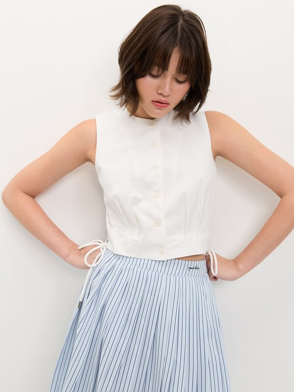 pomelo Pomelo Side Bow Tie Crop Top - White