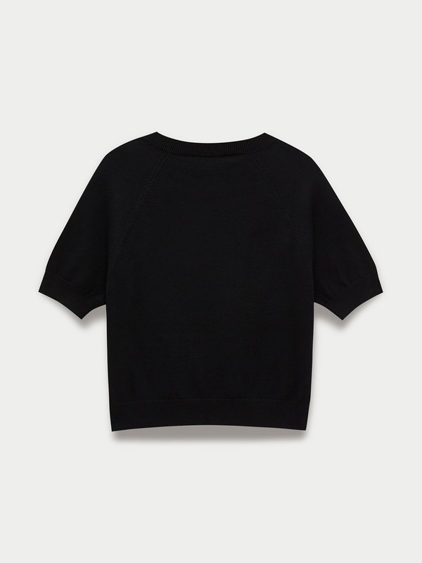 Pomelo Pomelo Side Button Knit Top - Black