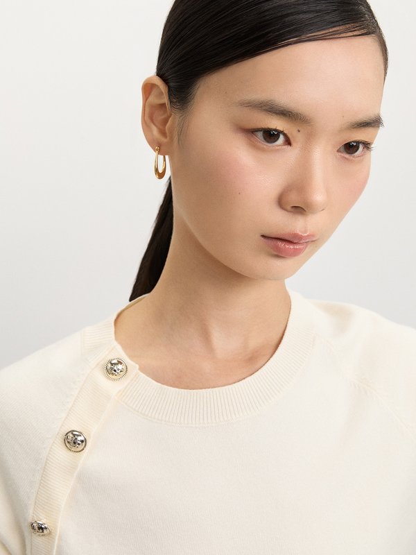 Pomelo Pomelo Side Button Knit Top - Ivory