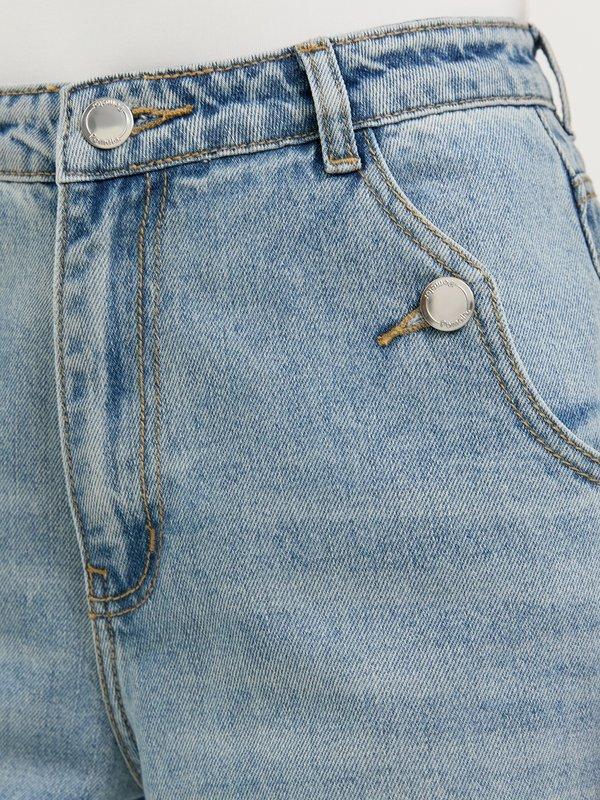 Pomelo Pomelo Side Buttons Jeans - Light Blue