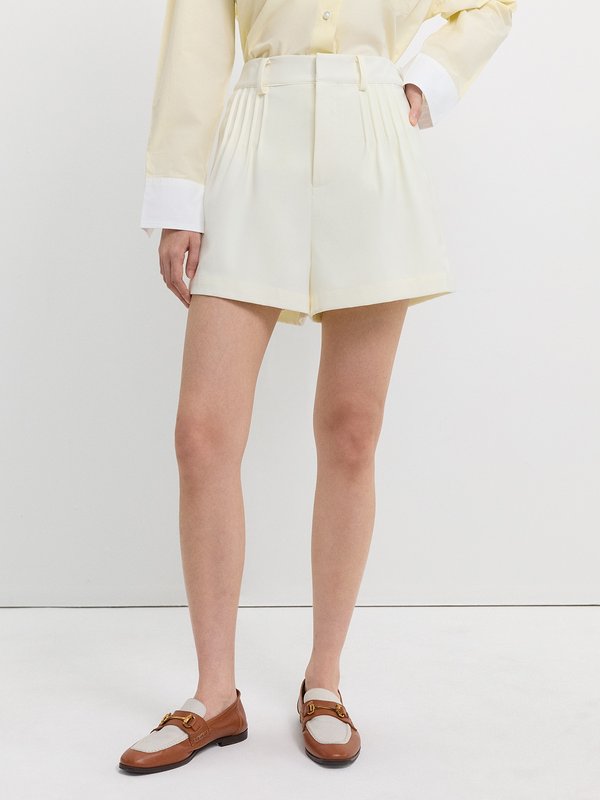 Pomelo Pomelo Side Pleated Shorts - Ivory