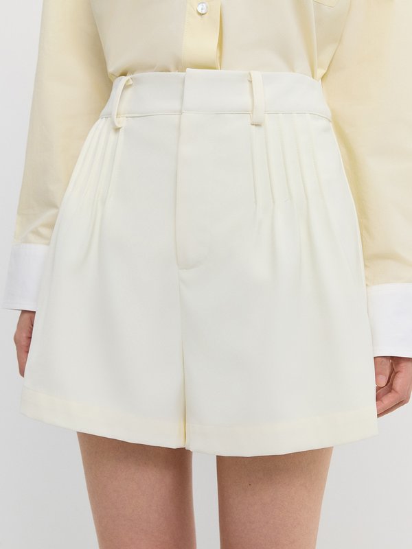 pomelo Pomelo Side Pleated Shorts - Ivory