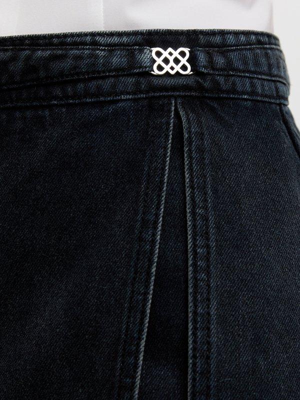 Pomelo Pomelo Side Slit Denim Skirt - Black