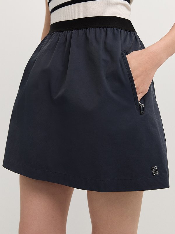 pomelo Pomelo Side Zip Skirt - Navy