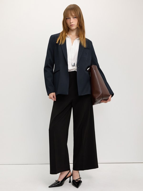 pomelo Pomelo Single-Breasted Blazer - Navy