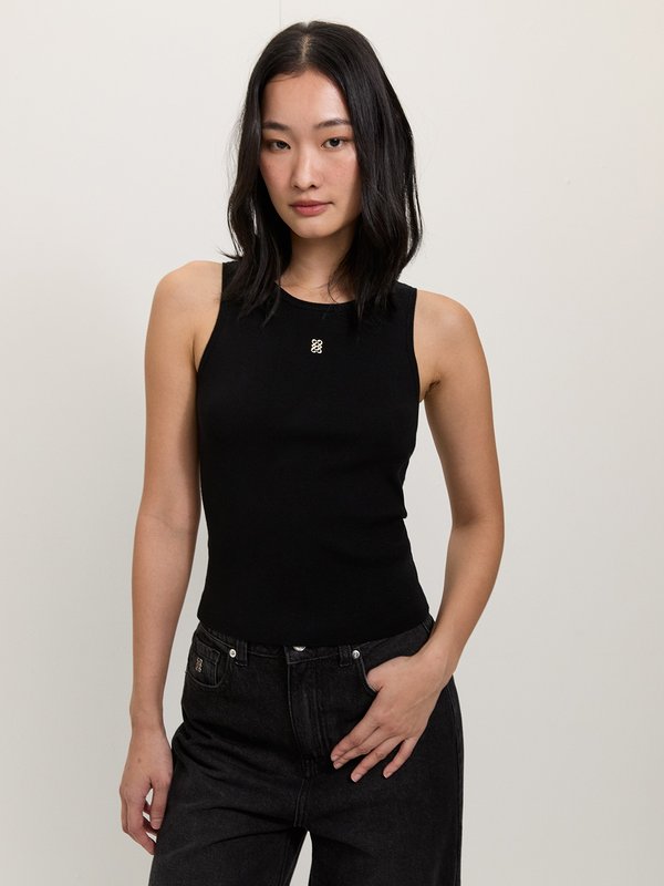 pomelo Pomelo Sleeveless Knit Top - Black
