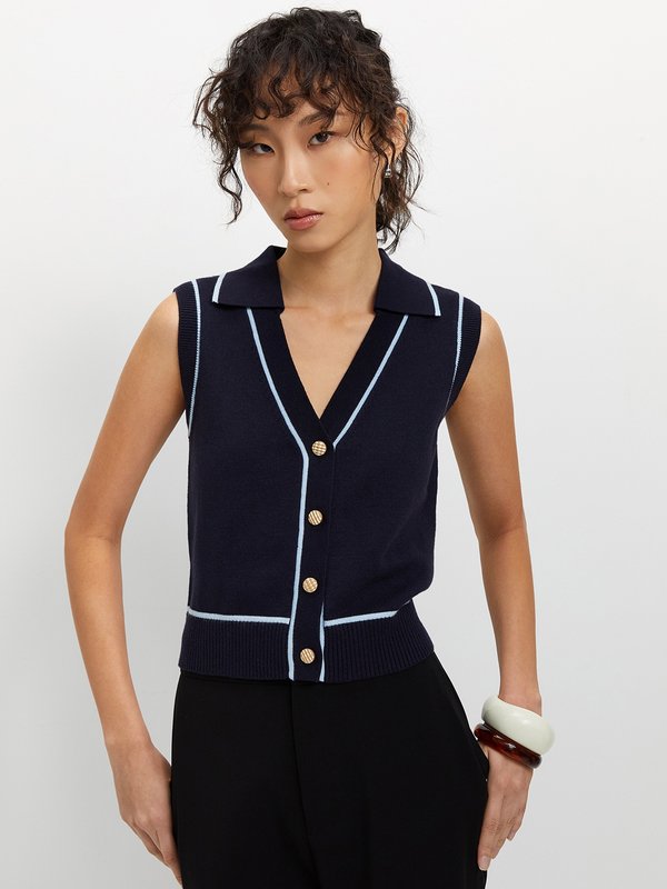 Pomelo Pomelo Sleeveless Knit Top - Navy