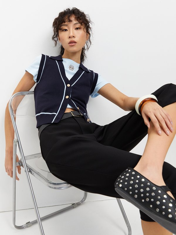 pomelo Pomelo Sleeveless Knit Top - Navy