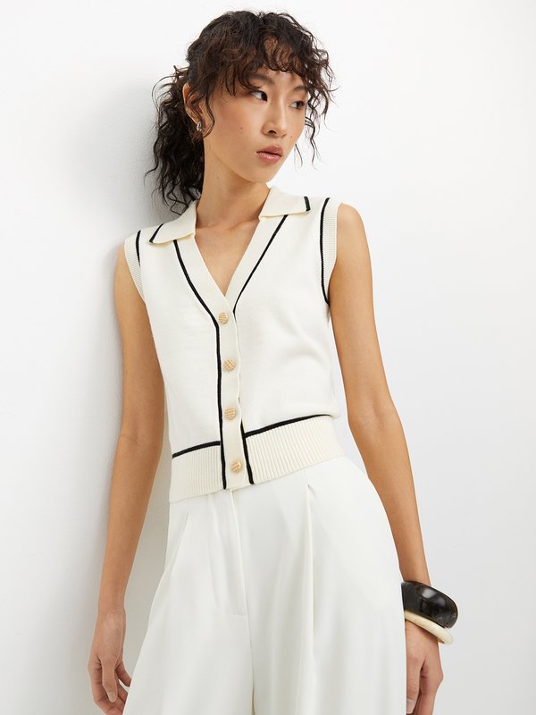 Pomelo Pomelo Sleeveless Knit Top - Off-White