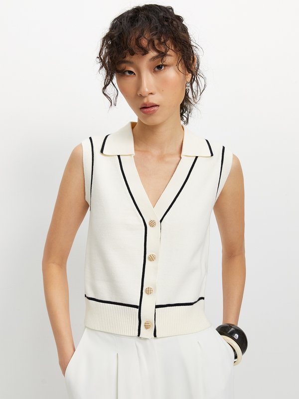 pomelo Pomelo Sleeveless Knit Top - Off-White