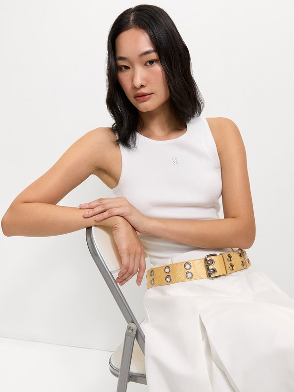 Pomelo Pomelo Sleeveless Knit Top - White