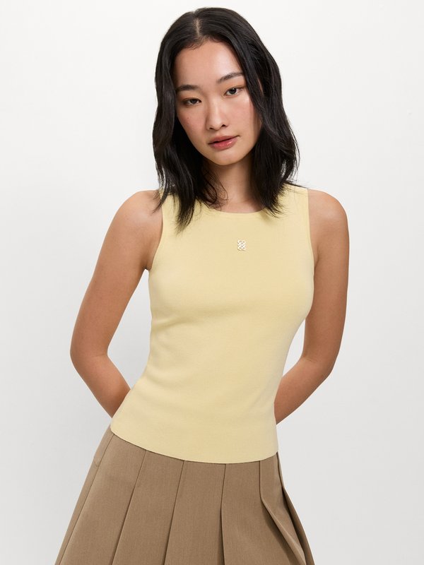 pomelo Pomelo Sleeveless Knit Top - Yellow