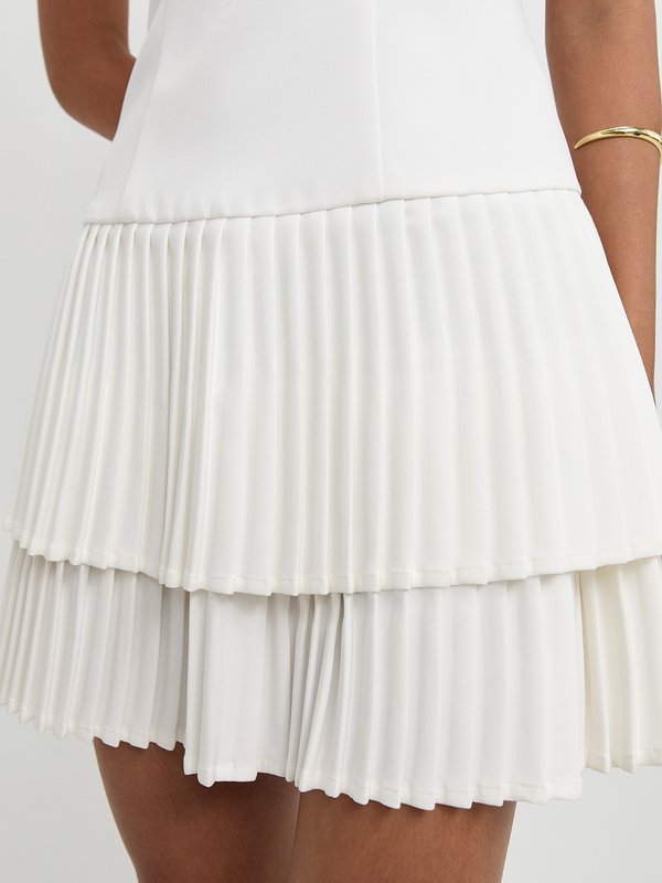 Pomelo Pomelo Sleeveless Pleated Mini Dress - White