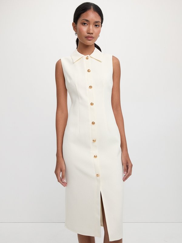 Pomelo Pomelo Sleeveless Shirt Dress - Ivory