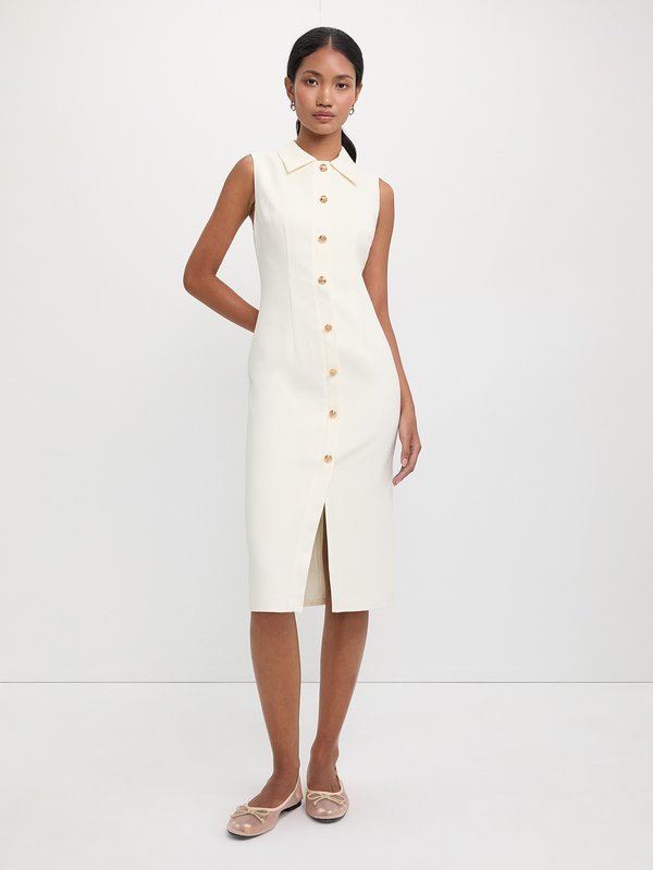 pomelo Pomelo Sleeveless Shirt Dress - Ivory