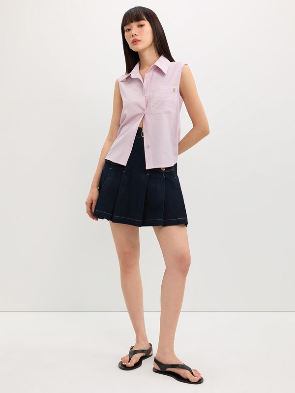 Pomelo Pomelo Sleeveless Striped Shirt - Light Pink
