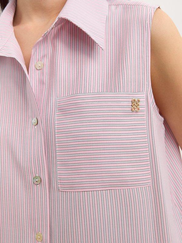 Pomelo Pomelo Sleeveless Striped Shirt - Light Pink