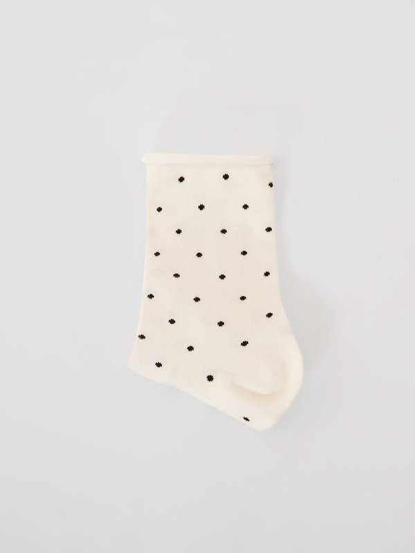 Pomelo Pomelo Small Black Polka Dot Socks - Cream
