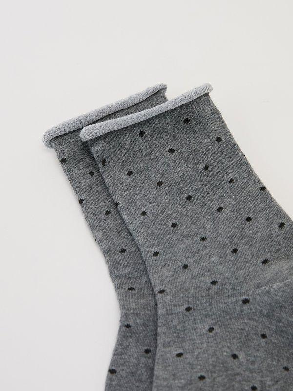 Pomelo Pomelo Small Black Polka Dot Socks - Grey