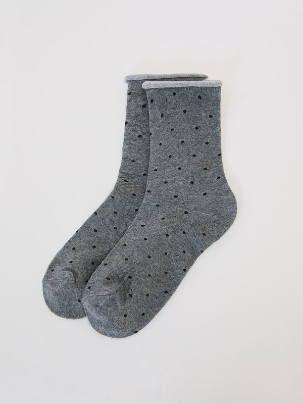 pomelo Pomelo Small Black Polka Dot Socks - Grey