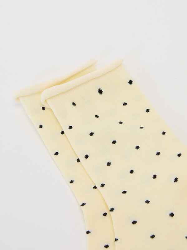 Pomelo Pomelo Small Black Polka Dot Socks - Yellow