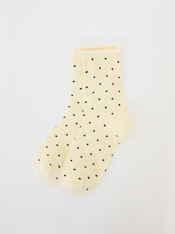 pomelo Pomelo Small Black Polka Dot Socks - Yellow
