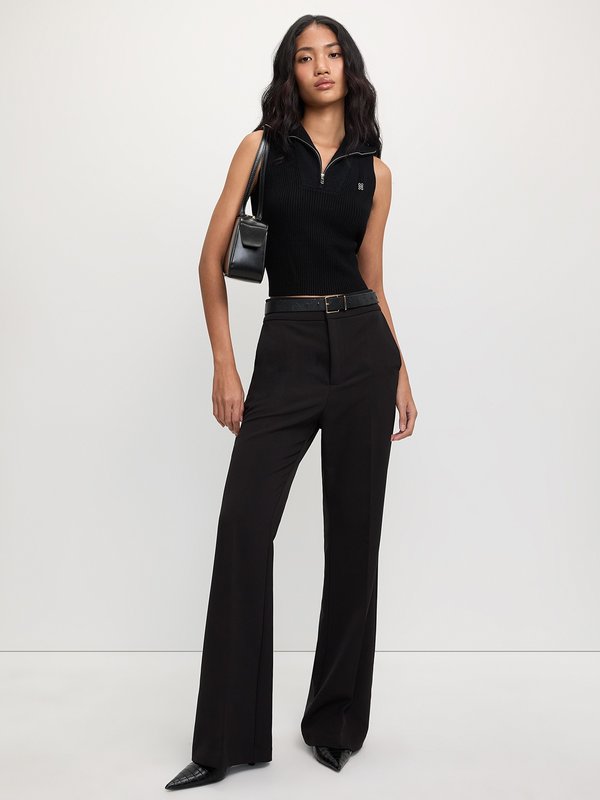 Pomelo Pomelo Solid Zip-Up Knitted Vest - Black