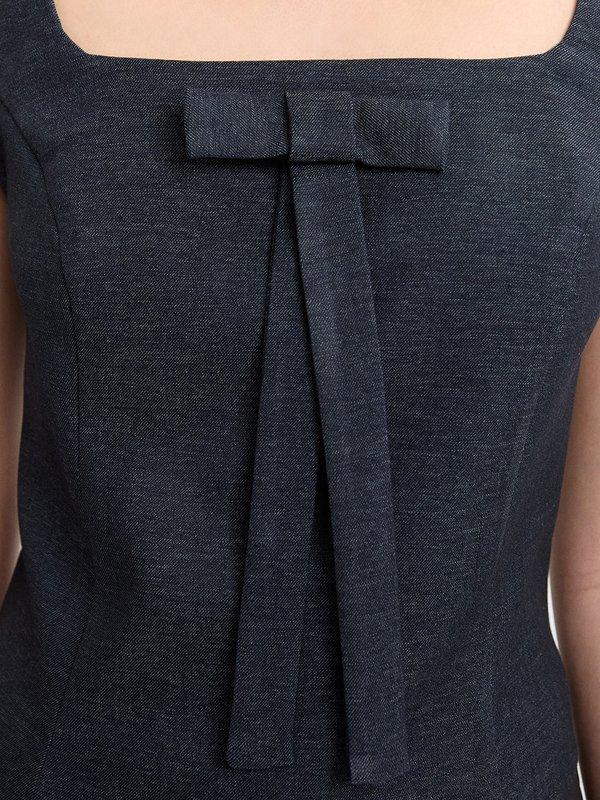 Pomelo Pomelo Square Neck Bow Top - Indigo