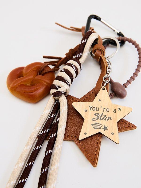 Pomelo Pomelo Star & Pretzel Keyring Set - Brown
