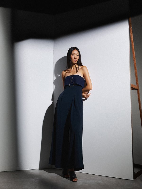 Pomelo Pomelo Strapless Jumpsuit - Navy