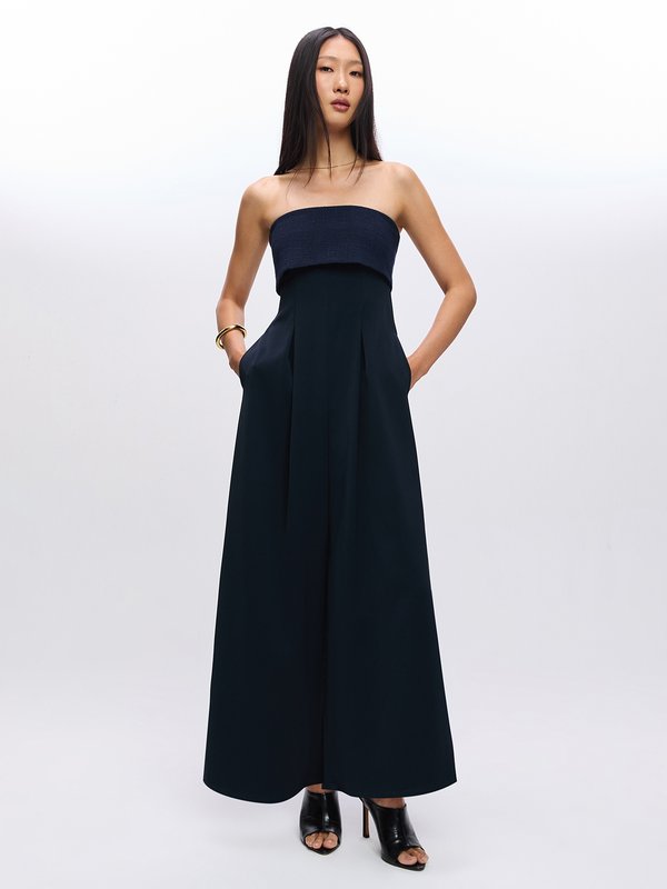 pomelo Pomelo Strapless Jumpsuit - Navy