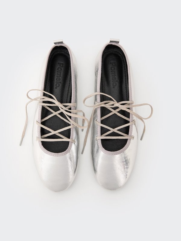 Pomelo Pomelo Strappy Flats - Silver