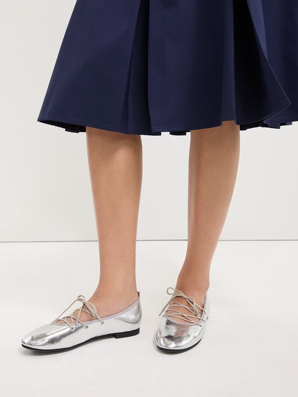 pomelo Pomelo Strappy Flats - Silver
