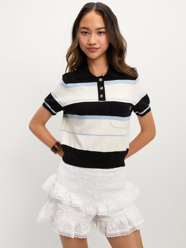 Pomelo Pomelo Stripe Polo Top - Blue