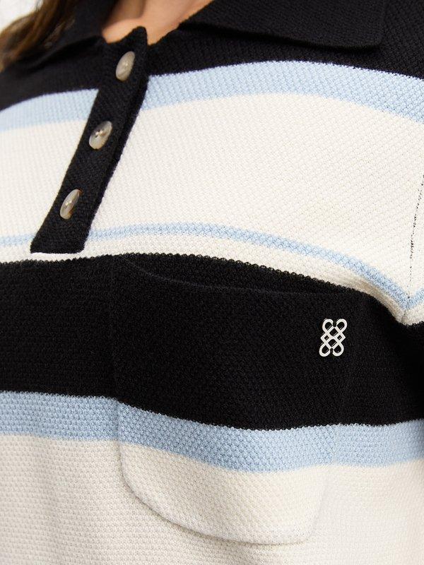 Pomelo Pomelo Stripe Polo Top - Blue