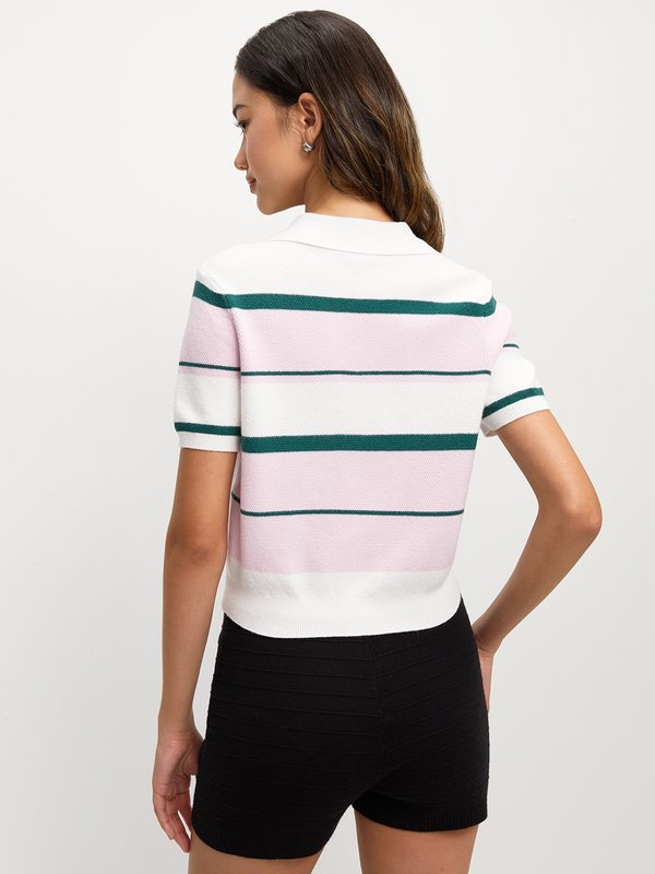 Pomelo Pomelo Stripe Polo Top - Pink