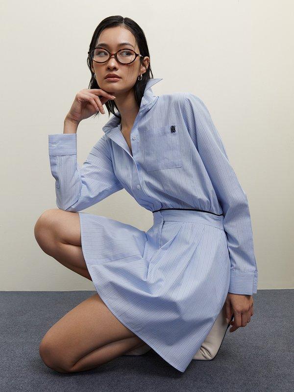 Pomelo Pomelo Stripe Shirt Dress - Baby Blue