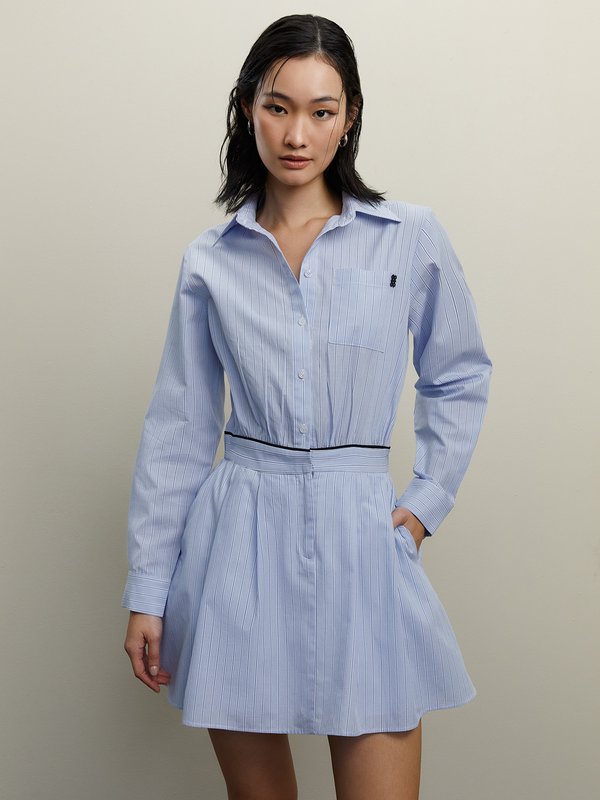 Pomelo Pomelo Stripe Shirt Dress - Baby Blue