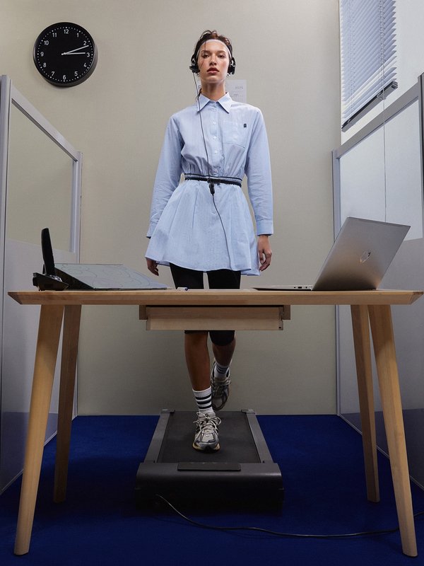 pomelo Pomelo Stripe Shirt Dress - Baby Blue