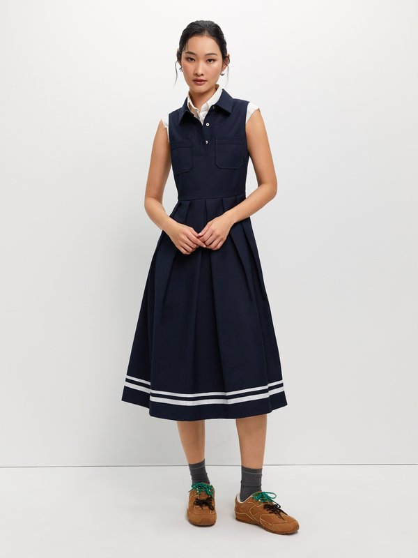 pomelo Pomelo Stripe Sleeveless Dress - Navy
