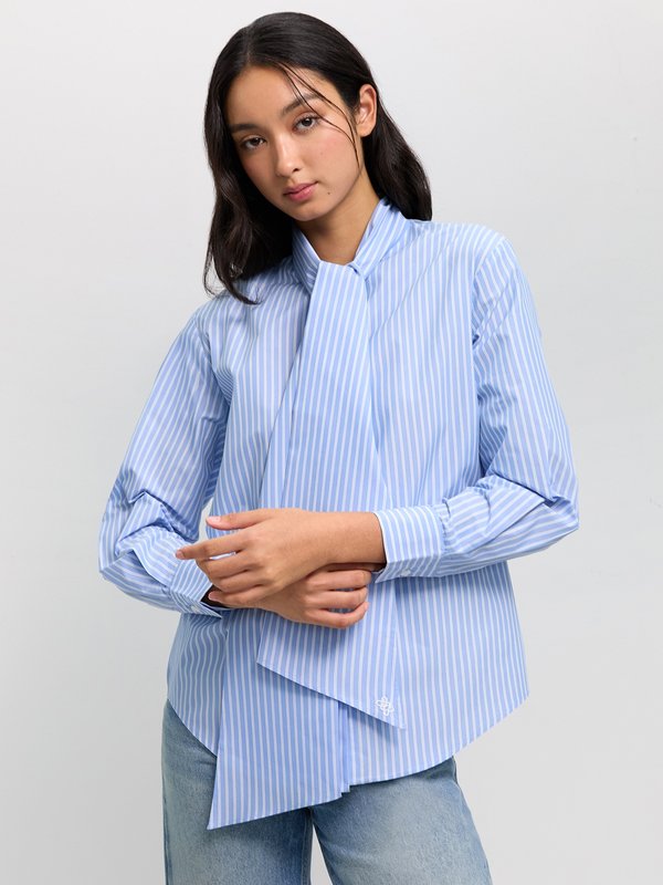 Pomelo Pomelo Stripe Tie Front Shirt - Blue
