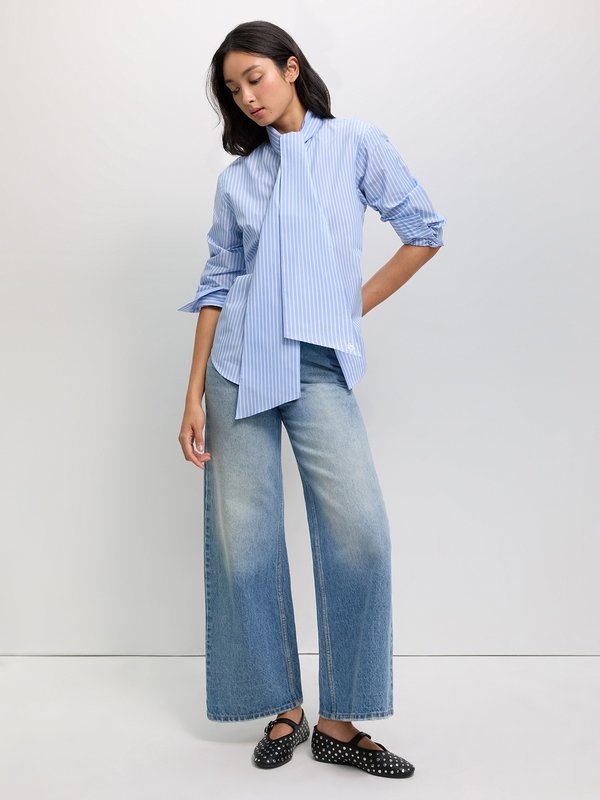 Pomelo Pomelo Stripe Tie Front Shirt - Blue