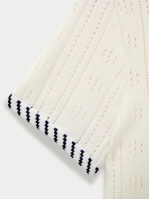 Pomelo Pomelo Stripe Trim Knit Top - Off-White