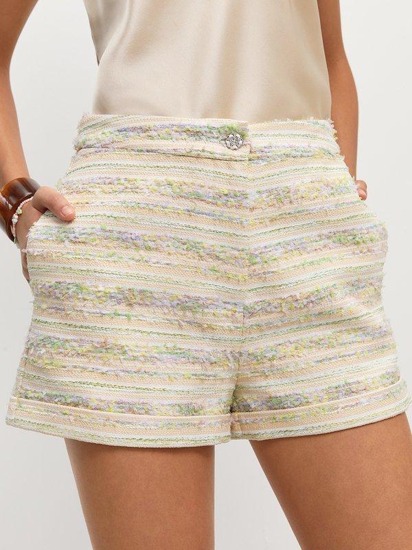 pomelo Pomelo Stripe Tweed Shorts - Yellow