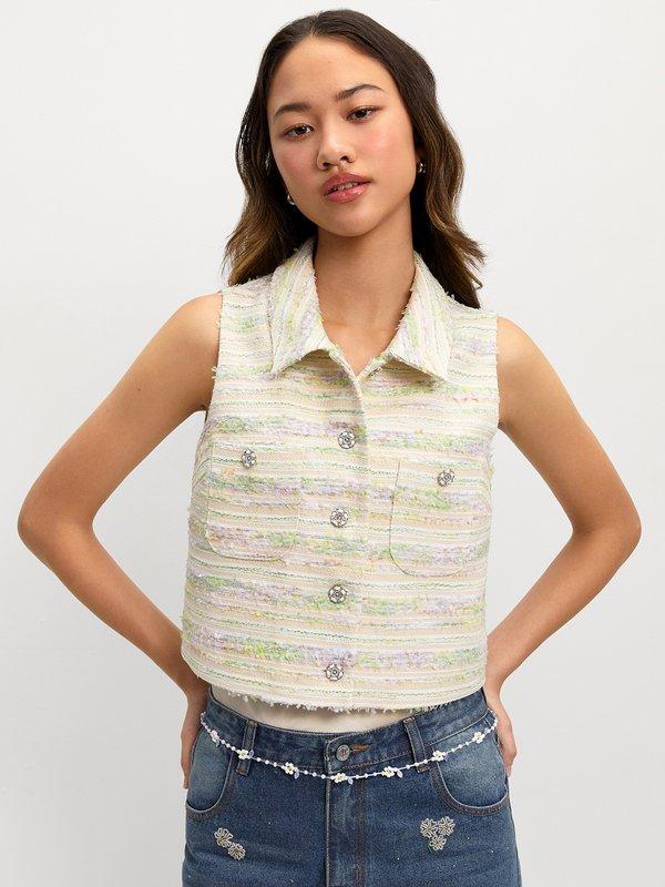 Pomelo Pomelo Stripe Tweed Vest - Yellow